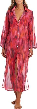 Bleu Rod Beattie Long Shirt Cover-Up in Fiesta Pink at Nordstrom, Size X-Large