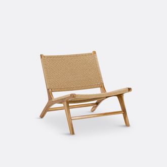 La Redoute Interieurs Lounge fauteuil in teak en gevlochten koord, Amanda