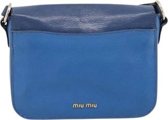 Miu Miu Pre-owned Leren Schoudertas - Dames - Vintage Schoudertas - Blauw - ONE Size - Leer - Vintage