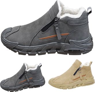 Generic Mens Slip On Snow Boots Size 5.5 Thickened Warm Fleece Lined Work Shoes Water Resistant Non-Slip Winter Shoes with Zipper Outdoor Casual Comfortable W