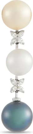 Luxury Bazaar 18K White Gold 0.25ct Diamond and Pearl Pendant MF49-052126