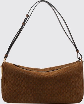 Gucci Borsa Half Horsebit Gucci in camoscio con monogram GG impresso
