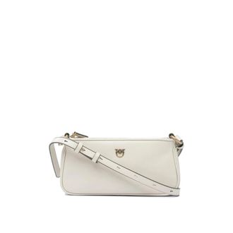 Pinko Leren Schoudertas met Kenmerkend Logo - Dames - Schoudertassen - Wit - ONE Size - Leer - Tassen