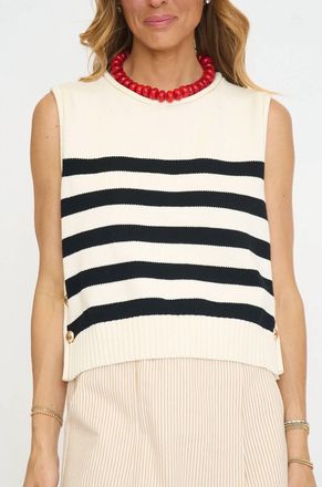 Entro Striped Sleeveless Knit Top In Cream