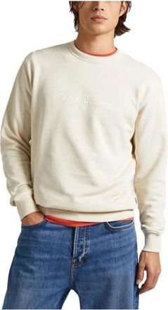 Pepe Jeans London Zachte katoenen sweatshirt met opvallend logo - Heren - Sweatshirts - Beige - 2XL - Katoen - Hoodies & sweatvesten