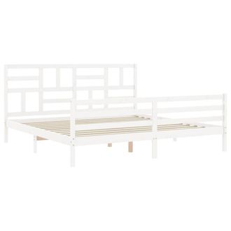 Berkfield Home Beautiful Bed Frame with Headboard White 200x200 cm Solid Wood