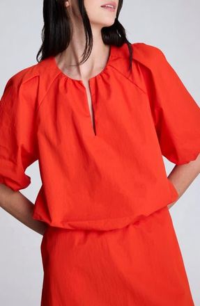 Kenneth Cole Crop Elastic Hem Cotton & Nylon Top in Lava Red at Nordstrom, Size Medium