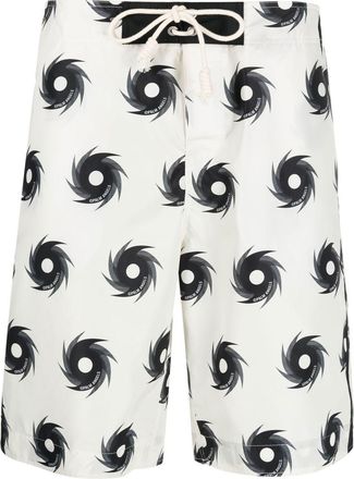 Palm Angels graphic-print drawstring swim shorts - men - Polyester - S - Neutrals