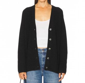 Velvet Monet V-Neck Cardigan In Charcoal