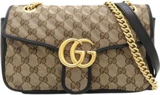 Gucci Pre-owned Cross Body Bags, female, Beige, Size: ONE SIZE Pre-owned GG Marmont Shoulder Bag
