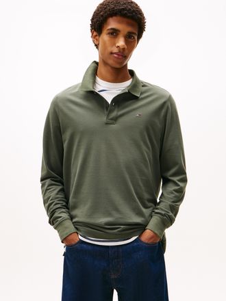 Tommy Jeans Poloshirt TOMMY JEANS TJM SLIM PLACKET POLO LS EXT, Herren, Gr. 3XL, gr&uuml;n (pewter gr&uuml;n), Jersey, Obermaterial: 100% Baumwolle, slim fit h&uuml;ftlang, Ripp