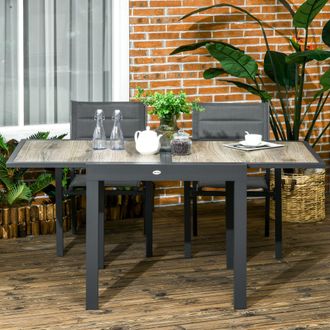 OUTSUNNY Extendable Outdoor Dining Table Aluminium Rectangle Patio Table in Beige