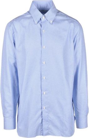 LUIGI BORRELLI NAPOLI Checkered Button-Up Shirt in Pure Cotton