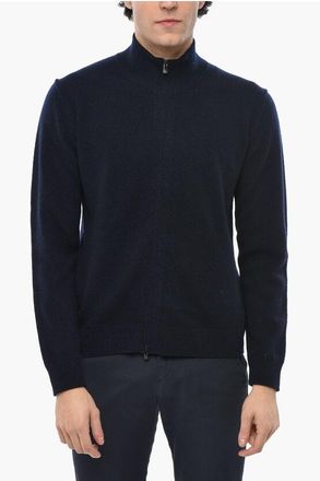 Corneliani Mock Neck Cashmere Blend Sweater with Front Zip size 50