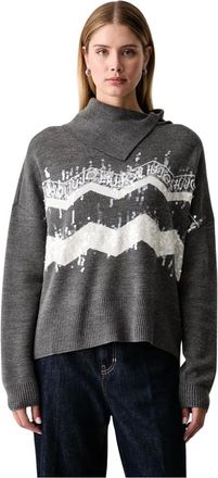 Liu Jo Jersey de Jacquard en mezcla de lana - Knitwear - Mujer - Gris - XS
