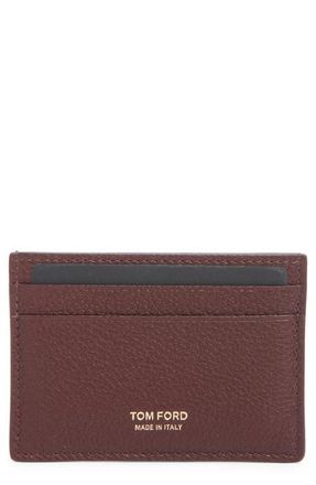 Tom Ford Grained Leather Card Case in Lost Cherry at Nordstrom