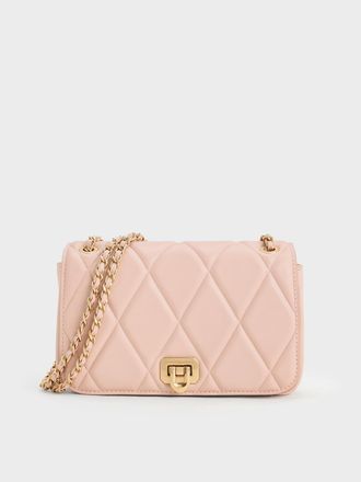 Charles & Keith Arwen Diamond-Quilt Braided-Strap Shoulder Bag