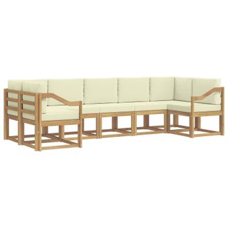vidaXL Conjunto De Sof&aacute;s De Exterior Con Coj&iacute;n 7 Pcs Blanco Y Crema Vidaxl