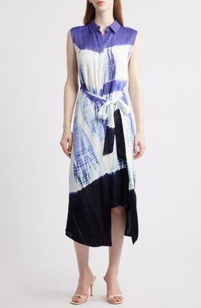 Kobi Halperin Tie Dye Sleeveless Maxi Shirtdress in Blue at Nordstrom, Size Medium