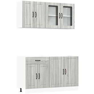 vidaXL Vidaxl - Conjunto De Armarios De Cocina De 4 Piezas lucca De Madera De Ingenier&iacute;a Sonoma Gris