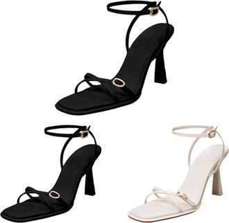 Generic Sandals Womens Summer Elegant with Heel Black Sandals Open with Heel Shoes Womens Sandals Lightweight Pumps Ankle Strap High Heels Airy Sling Pumps Mo