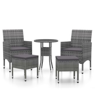 vidaXL Juego De Muebles De Jard&iacute;n 5 Piezas Rat&aacute;n Sint&eacute;tico Gris Vidaxl