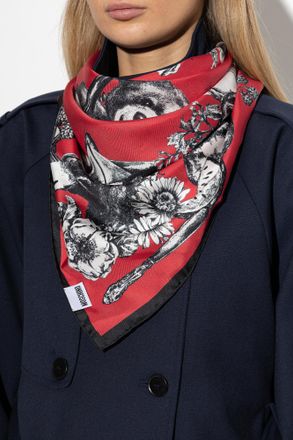 Moschino Silk Scarf With Print, Unisex, Red