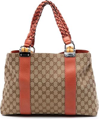 Gucci Pre-owned Gucci Medium GG Canvas Bamboo Libeccio Tote Ladies PDZN6N37FTZTCE96