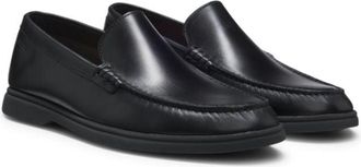 BOSS Embossed-logo moccasins in leather