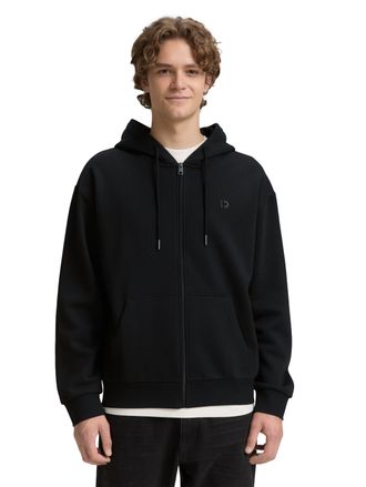 Tom Tailor Denim Kapuzensweatjacke TOM TAILOR DENIM, Herren, Gr. XL, schwarz, Sweatware, Obermaterial: 70% Baumwolle, 30% Polyester, bestickt, unifarben, normal h&uuml;ftbe