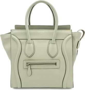 Celine Light Gray Leather Handbag Tote Bag (Pre-Owned)