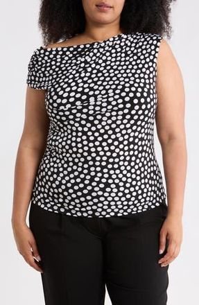 Renee C Asymmetric One-Shoulder Top in Black/Ivory at Nordstrom Rack, Size 1X