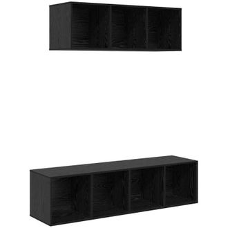 vidaXL Vidaxl - Juego De Muebles De Tv 2 Pcs Roble Negro 37 X 37 X 142.5 Cm