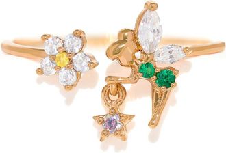 Girls Crew Disney Tinker Bell Pixie Dust Ring in Gold/green at Nordstrom, Size 10.5