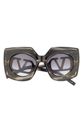 Valentino 53mm Gradient Square Sunglasses in Black Havana Black Havana Grey at Nordstrom Rack