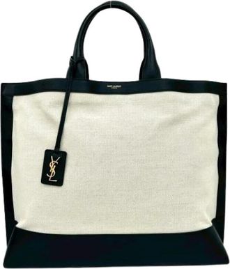 Saint Laurent Pre-owned Tote Bags, female, White, Size: ONE SIZE Pre-owned Canvas Tote Bag