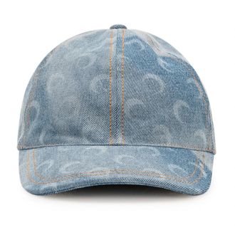 Marine Serre Moon Denim Baseball Cap - Dames - Petten - Blauw - ONE Size - Denim - Accessoires