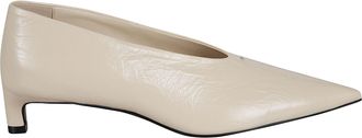 Jil Sander White Crinkled Patent Leather Pumps