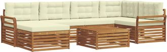 vidaXL Conjunto De Sof&aacute;s De Exterior 7 Uds. Natural Y Crema Vidaxl