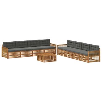 vidaXL Set Di Divani Da Esterno 9 Pz Naturale E Antracite Vidaxl