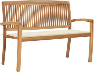 vidaXL Vidaxl - Banco De Jard&iacute;n Apilable Y Coj&iacute;n Madera Maciza De Teca 128,5 Cm