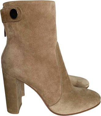 Gianvito Rossi Beige Suede Ankle Boots Size 40.5
