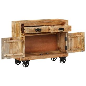 Berkfield Home Sideboard 80x30x65 cm Solid Rough Wood Mango in Brown | Size: 80 x 30 x 65 cm