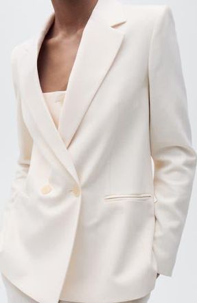 Mango Tempo Double Breasted Blazer in Light Beige at Nordstrom Rack, Size Medium