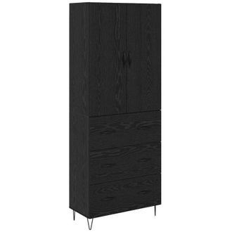 vidaXL Aparador Alto 2 Pcs Roble Negro Madera Tecnol&oacute;gica Y Vidrio Vidaxl