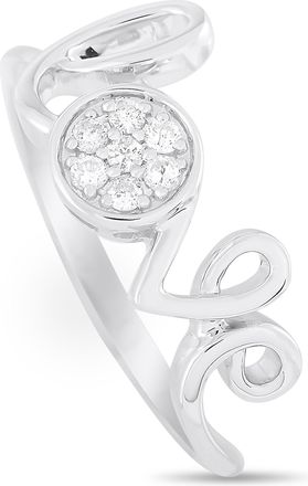 Luxury Bazaar 14K White Gold 0.10 ct Diamond Love Ring