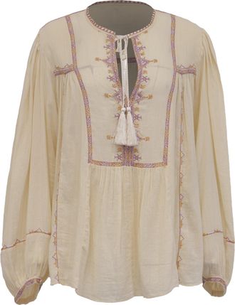 Isabel Marant Etoile Silekia Embroidered Blouse in Cream Cotton