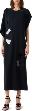 Akris Papercut Flower Laser Cut Crepe Dress in Black at Nordstrom, Size 12