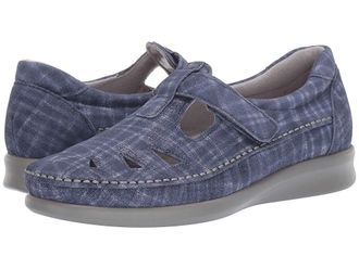 SAS Roamer T-Strap Comfort Loafer Womens Shoes Blue Jay : 6.5 WW - Double Wide (D), Leather