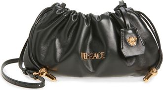 Versace Mini Logo Leather Handbag in Black-Versace Gold at Nordstrom